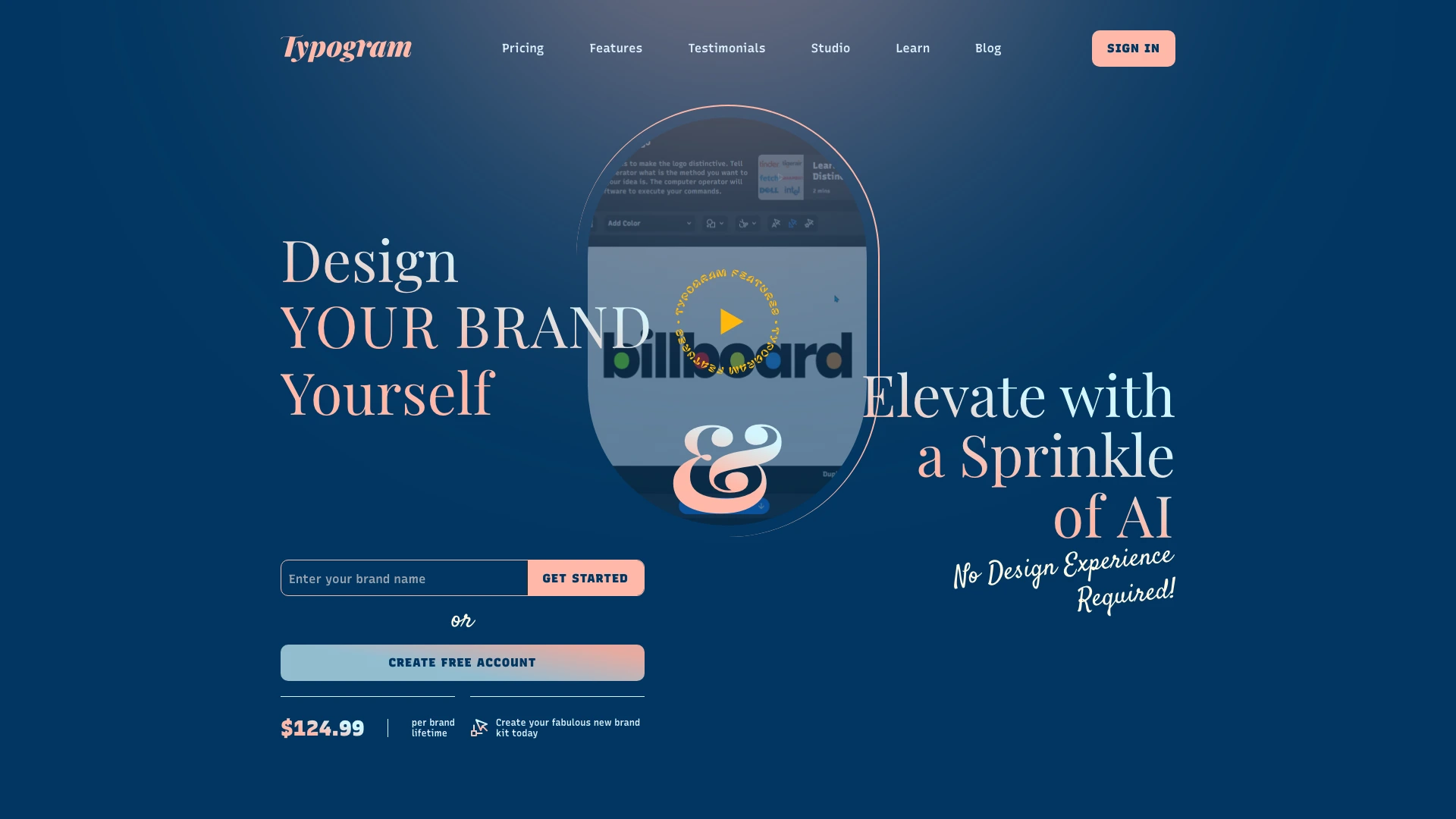 Typogram homepage — logo and brand design tool
